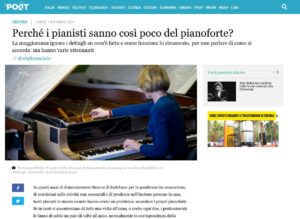schermata dell'articolo usicot sul Post con un'intervista a Giuseppe Sciurti sull'accordatura del pianoforte